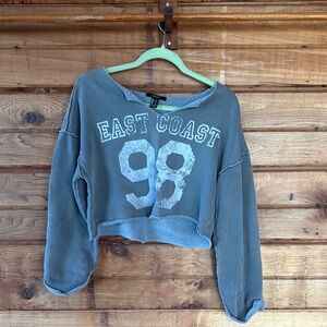 Forever 21 East Coast 98 Gray Women's Cropped Pullover